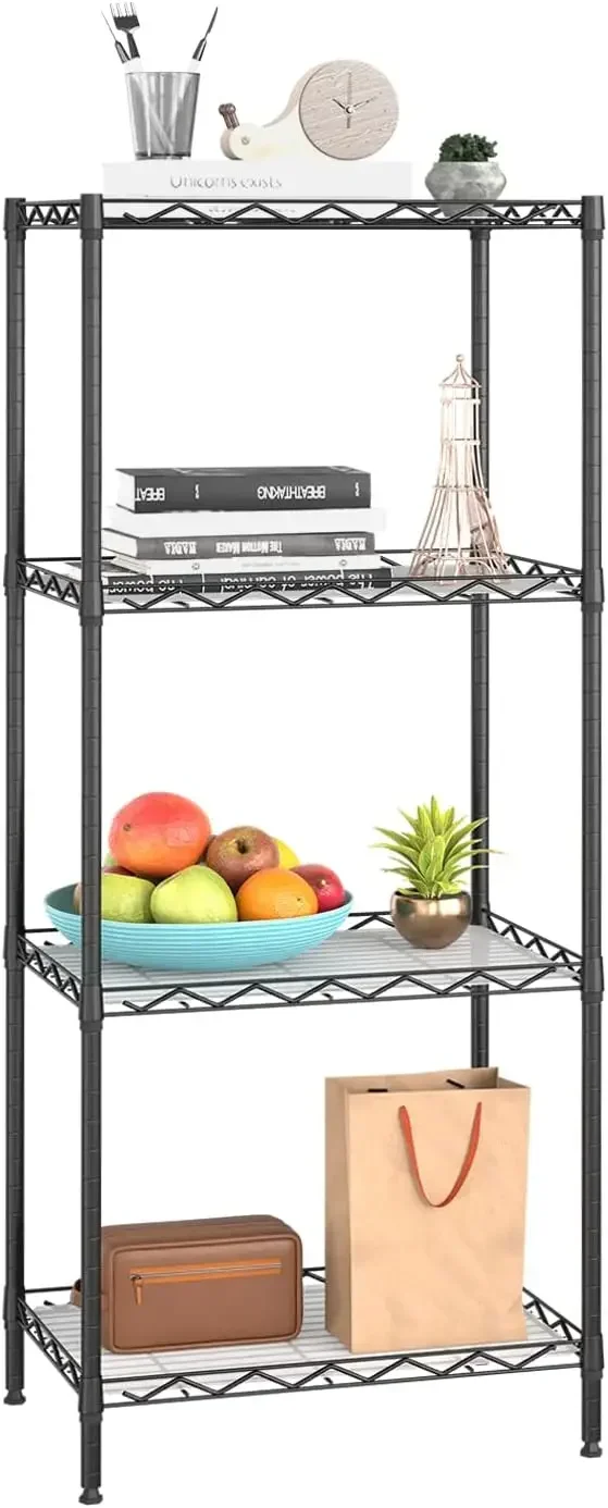 4-Shelf Adjustable Storage Shelving Unit Metal Rack Wire Shelf 600Lbs Capacity with 4 PP Sheets 18L x 12W x 44H