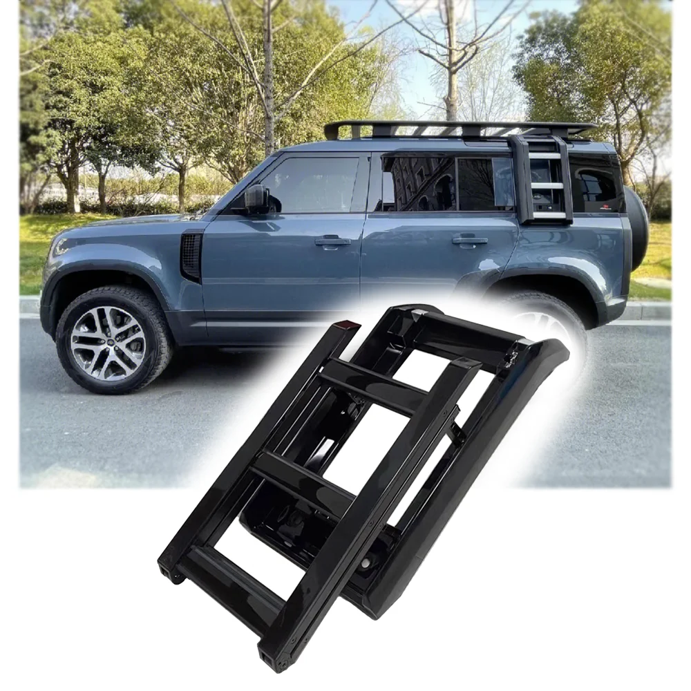 Gloosy Black Side Access Ladder fit for Land Rover Defender 110 90 130 2020 2021 2022 2023 2024 Rack Side Window Roof Step