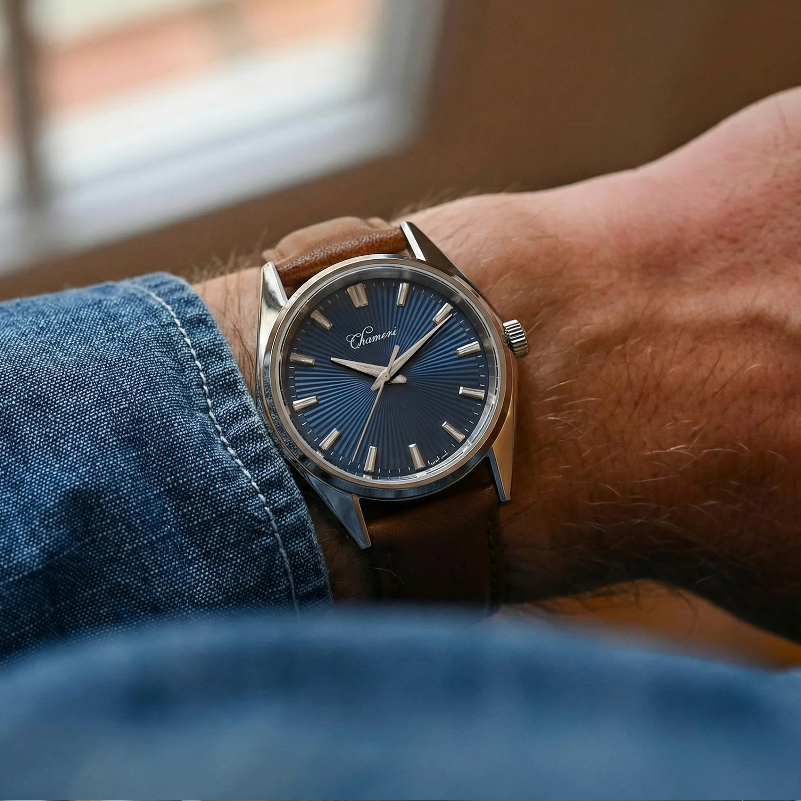 Chameri GS05 40mm Watch Japan VH31 Sweep Second Hand Hand-Blued Steel Seconds Sapphire Crystal Screw-Down Crown 316L Steel