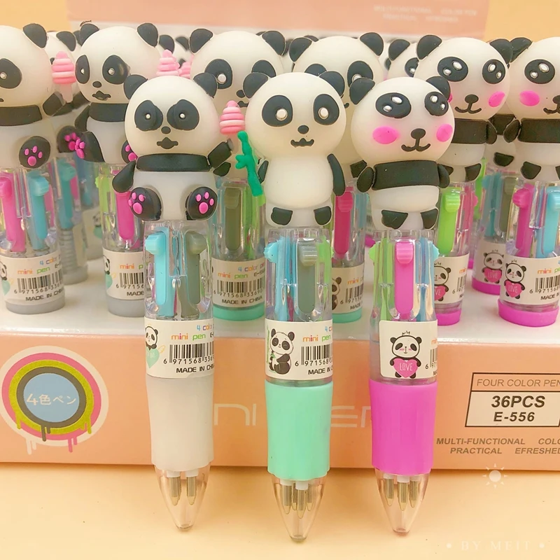 

36PCS Mini Cute Panda Silicone Four Colors Ballpoint Pen Advertising ball pen ballpointpen