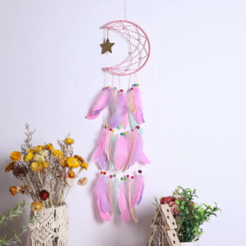 Moon Dream Catcher Macrame Material Accessories Crafts Accessory for DIY Home Living Room Wall Decoration DropShipping