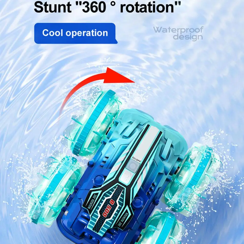 Amphibious Remote Control Car Boat  Colorful Light Music 4WD 2.4G Gesture Sensing Double Drift Stunt Car Children's Toys Gifts