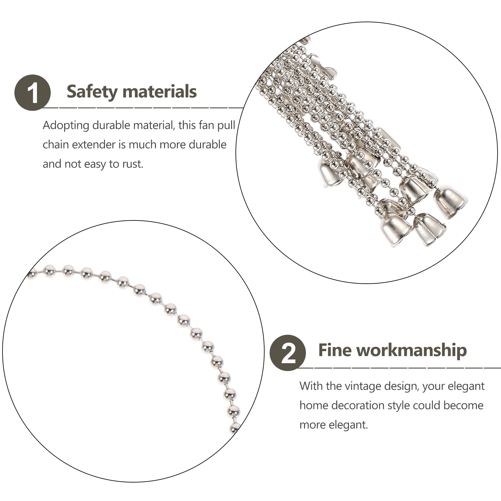 

10 Pcs Retro Table Lamp Ceiling Fan Chain Chic Pull Chains Decorate Attention-grabbing Stainless Steel Hanging Ornament