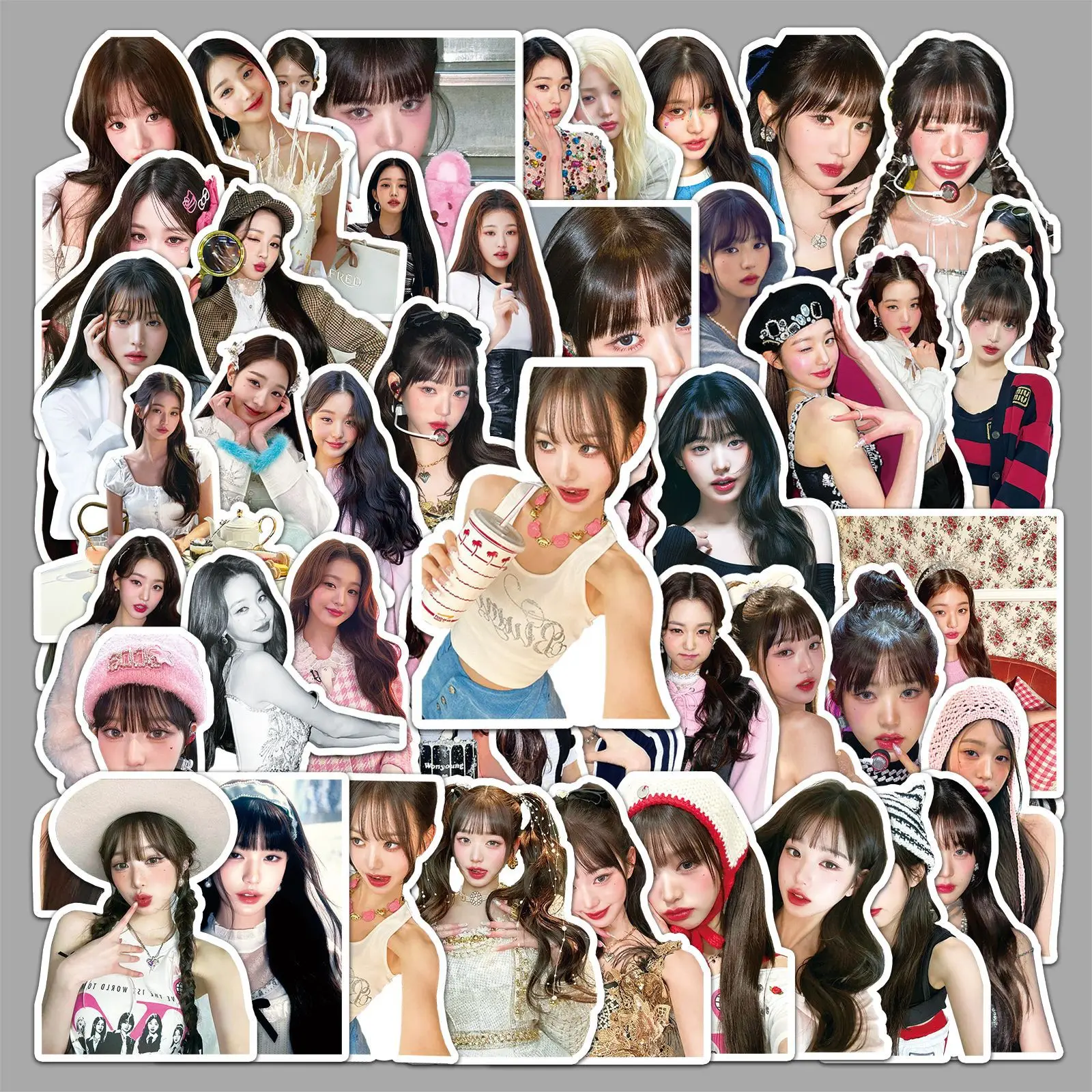 50 Uds KPOP IVE grupo de niñas pegatinas Wonyoung IVE taza de agua decorativa, funda de teléfono colección de Fans equipaje de regalo, regalo de vacaciones