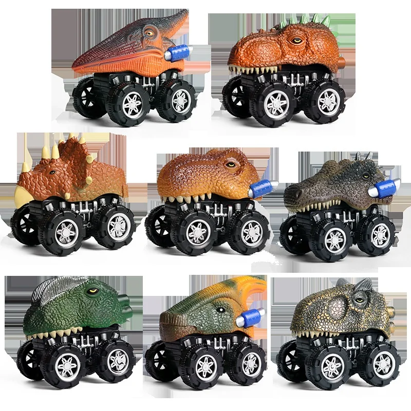 8PCS Dinosaur Pull Back Car Toys Baby Car Pull Back Car Dino Toy con grande ruota per pneumatici per 3-6 bambini