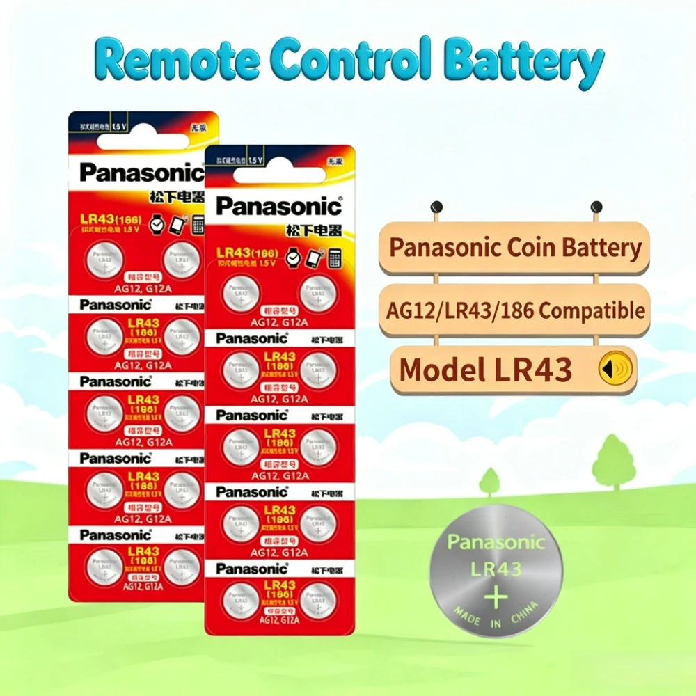 Original Panasonic  2-100PCS  AG12 LR43 SR43 186 386 LR1142 V12GA AG 12 Button Batteries