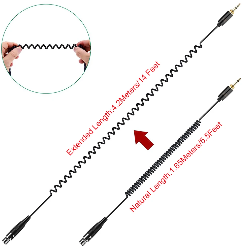 Poyatu Cable en espiral de resorte para Pioneer DJ HDJ-X10 HDJ-X10BT HDJ X10 X10BT Cables de auriculares Cable de repuesto