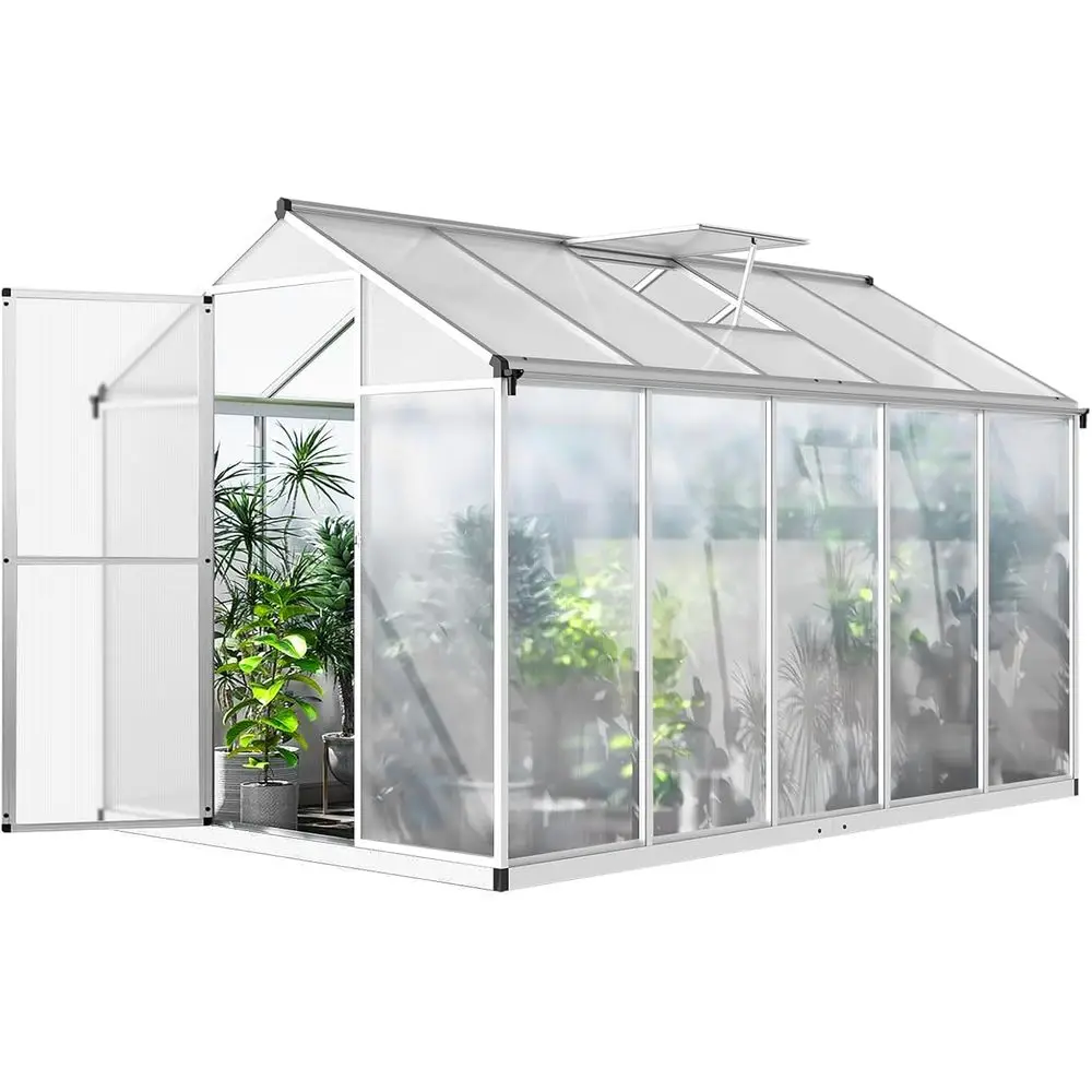 

Быстросборная теплица из поликарбоната, большое пространство для сада на открытом воздухе (серебристая, диаметр 3 м x ширина 1,9 м)