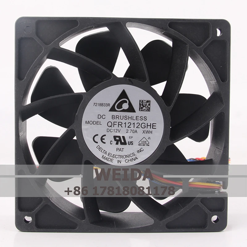 

Case Fan Dual Ball Bearing for DELTA QFR1212GHE 120X120X38MM 12V 2.70A 12038 12CM Violent Inverter Cooling Fan