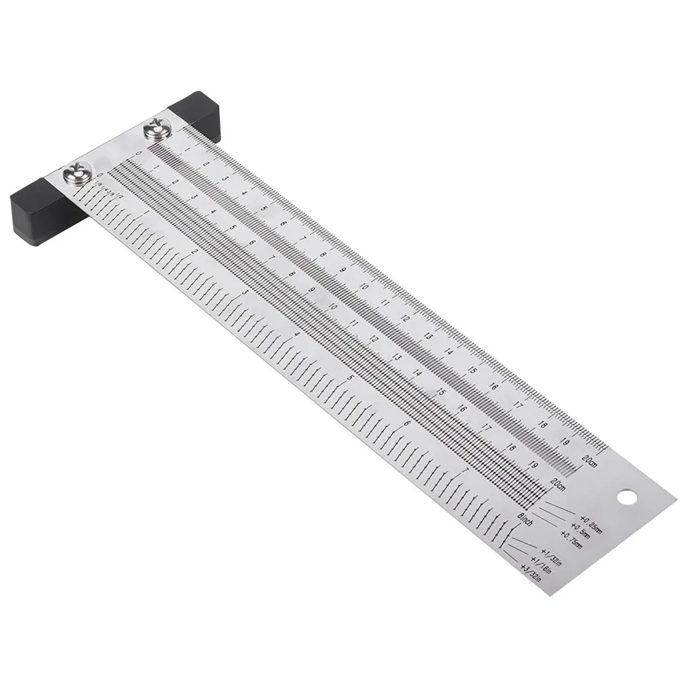 3pcs Stainless Steel Precision Marking Ruler 0.25mm Fine Scale 8 Inches Stainless Steel Ruler Silver Marking T-Rule Carpenters