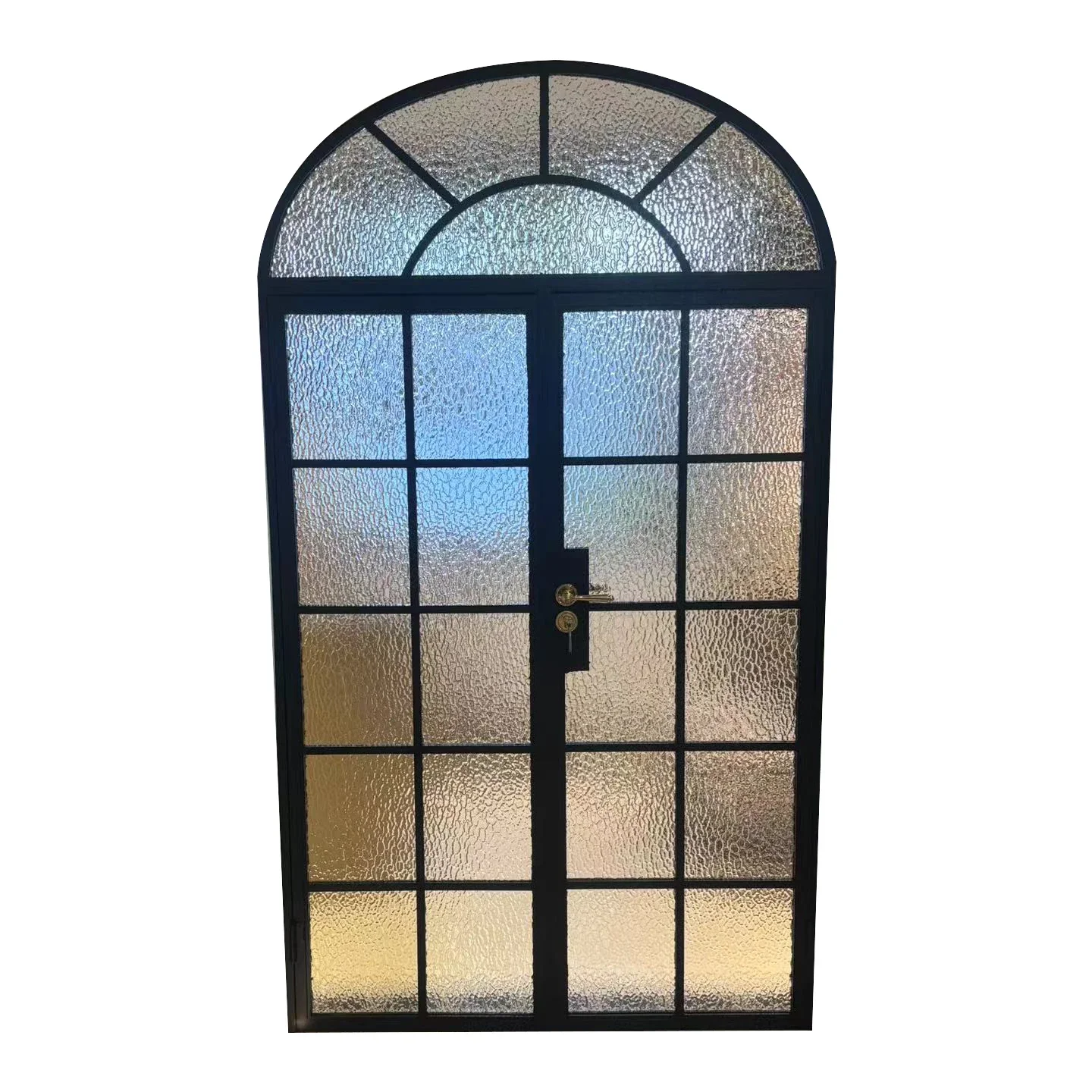 

Retro wrought iron galvanized steel glass entry door partition old steel door lattice