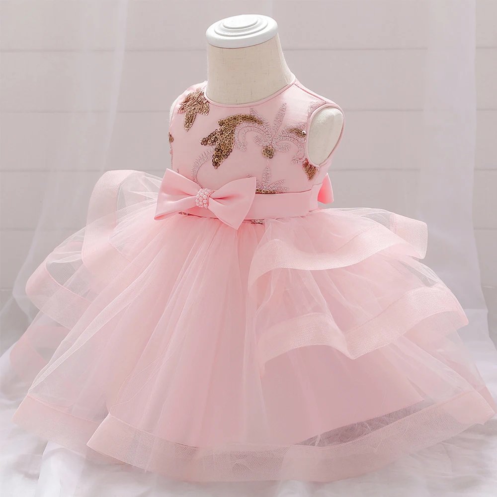 Baby Girl Clothing 1st Birthday Dress Sequin Princess Dress Vintage Gown Girls Formal Party Wedding Dress 3-24 months Vestidos