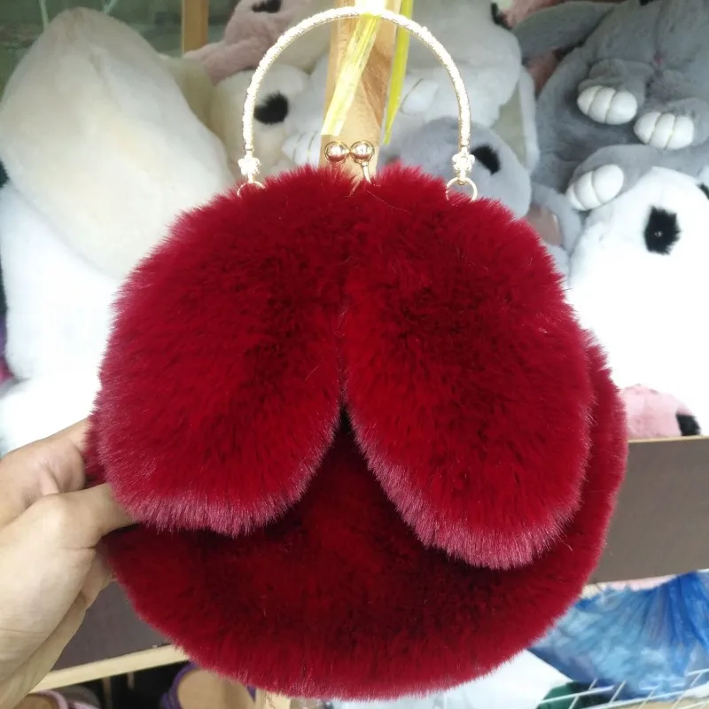 Cute Plush Rabbit Crossbody Bags for Women Korean Version Cute Purses and Handbags Girls New Rabbit Ear Shoulder Messenger Bag