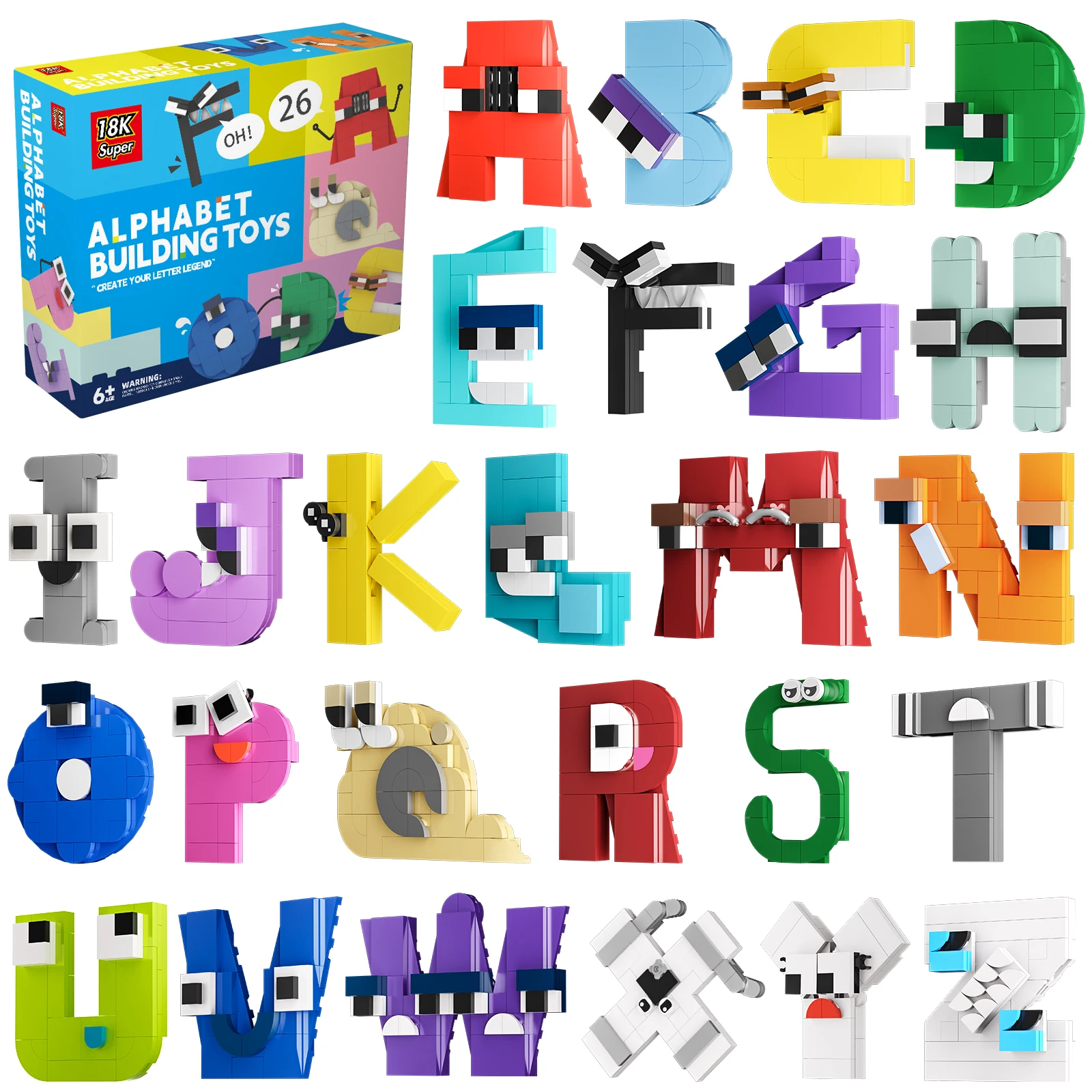 Gobricks MOC Letters Lore A-Z 26 English Alphabet Building Blocks Set Legend Letters Education Style Bricks Toys Children Gifts