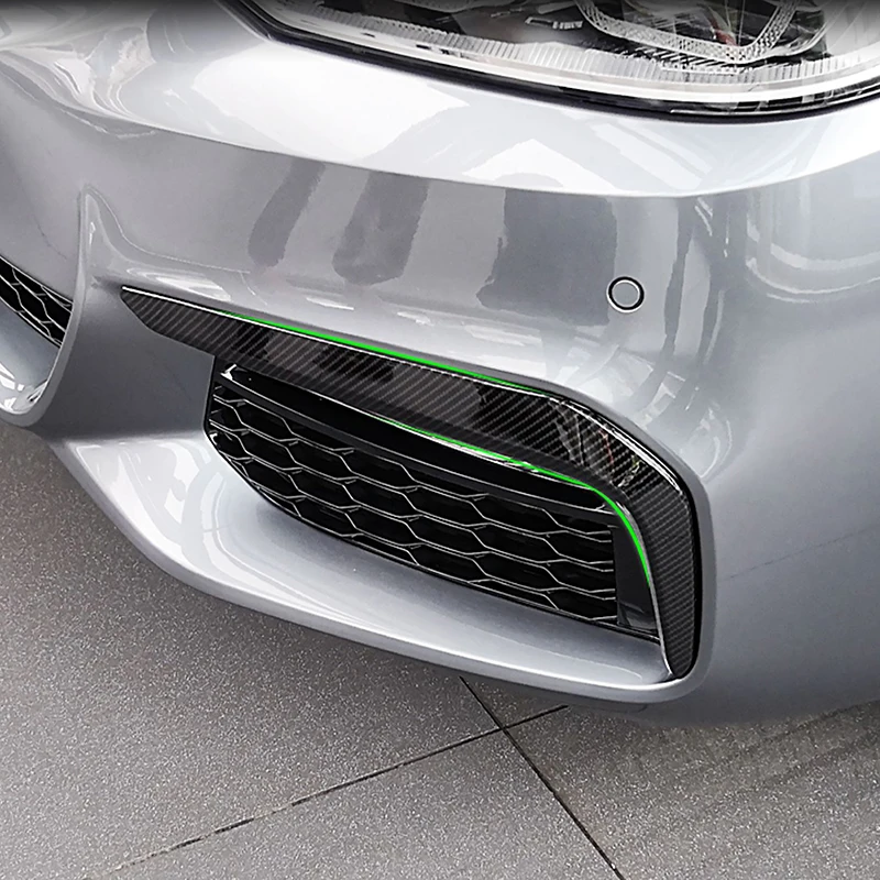 Carbon Pattern Car Front Fog Light Lamp Eyelid Eyebrow Frame Trim Strips For BMW 5 Series G30 G38 2018-2022 Exterior Accessories