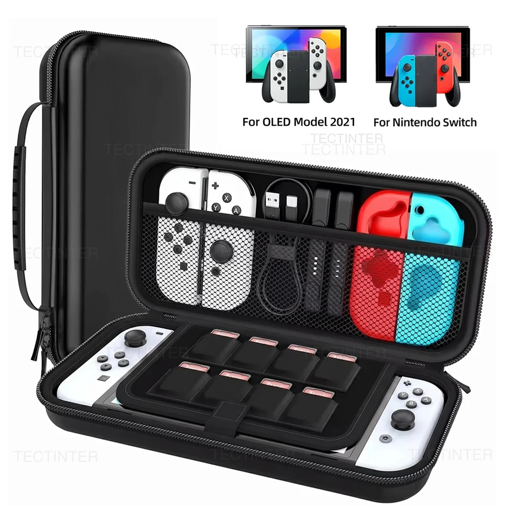 Portable Storage Bag for Nintendo Switch & Switch OLED Console Carrying Protective Case with 10 Cards Slots for NS Accessories
