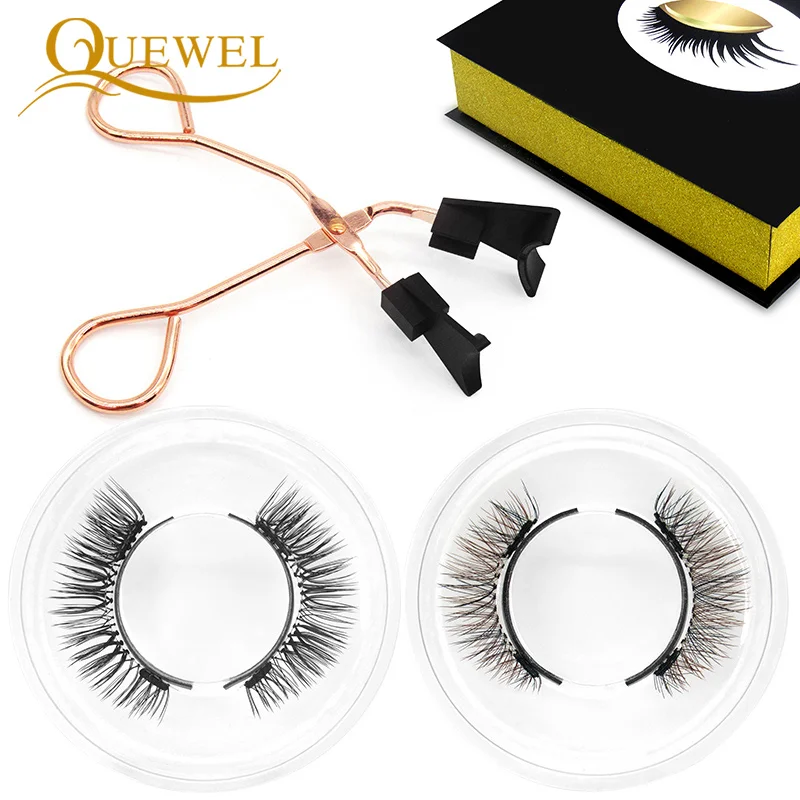 Quewel magnético cílios lash lift 2 ímãs cílios kits de maquiagem natural 3d falso vison cílios clipe conjunto não aplicar ferramentas de cola