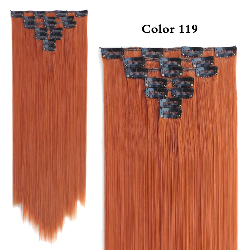 QJZ130551p Xi.Rocks Clip Hair Extensions Wig Synthetic Extension Colors Straight Clips Ins Heat Resistant Hair