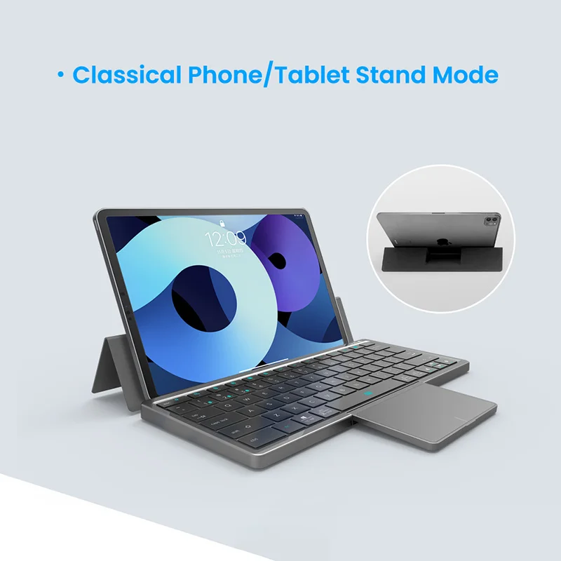 Tastiera per cellulare Bluetooth JOMAA per tastiera Wireless ricaricabile per telefono Android IOS Windows con custodia pieghevole Touchpad