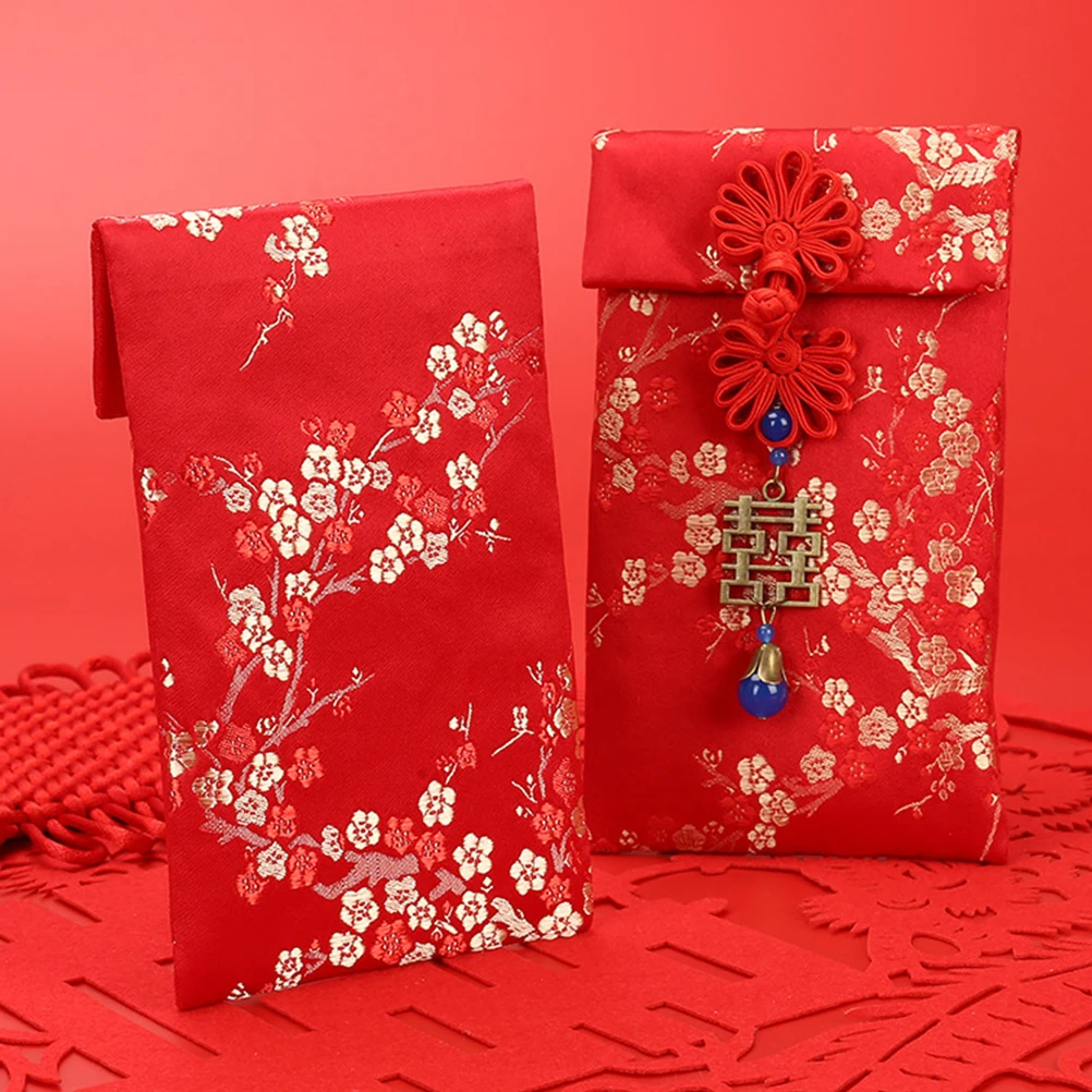 

3pcs Embroidered Red Envelopes Safe Chinese Spring Festival Weddings Gifts Delicate Money Pouch Practical