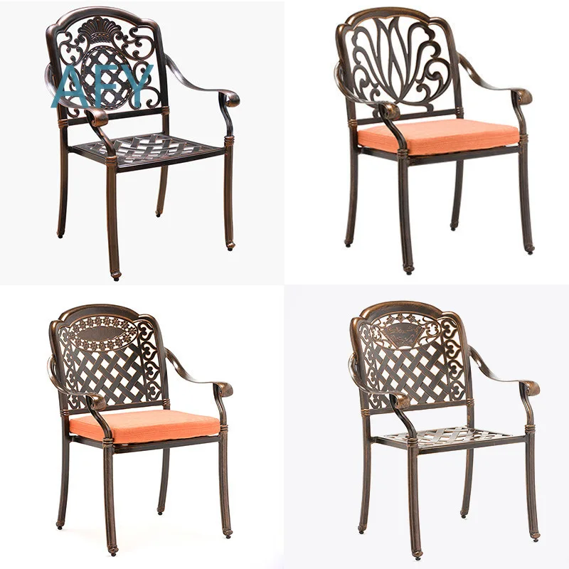 Outdoor Cast Aluminum Chair for Dining Table Balcony Garden Patio Waterproof Die Cast Aluminum Outdoor Furniture Set for