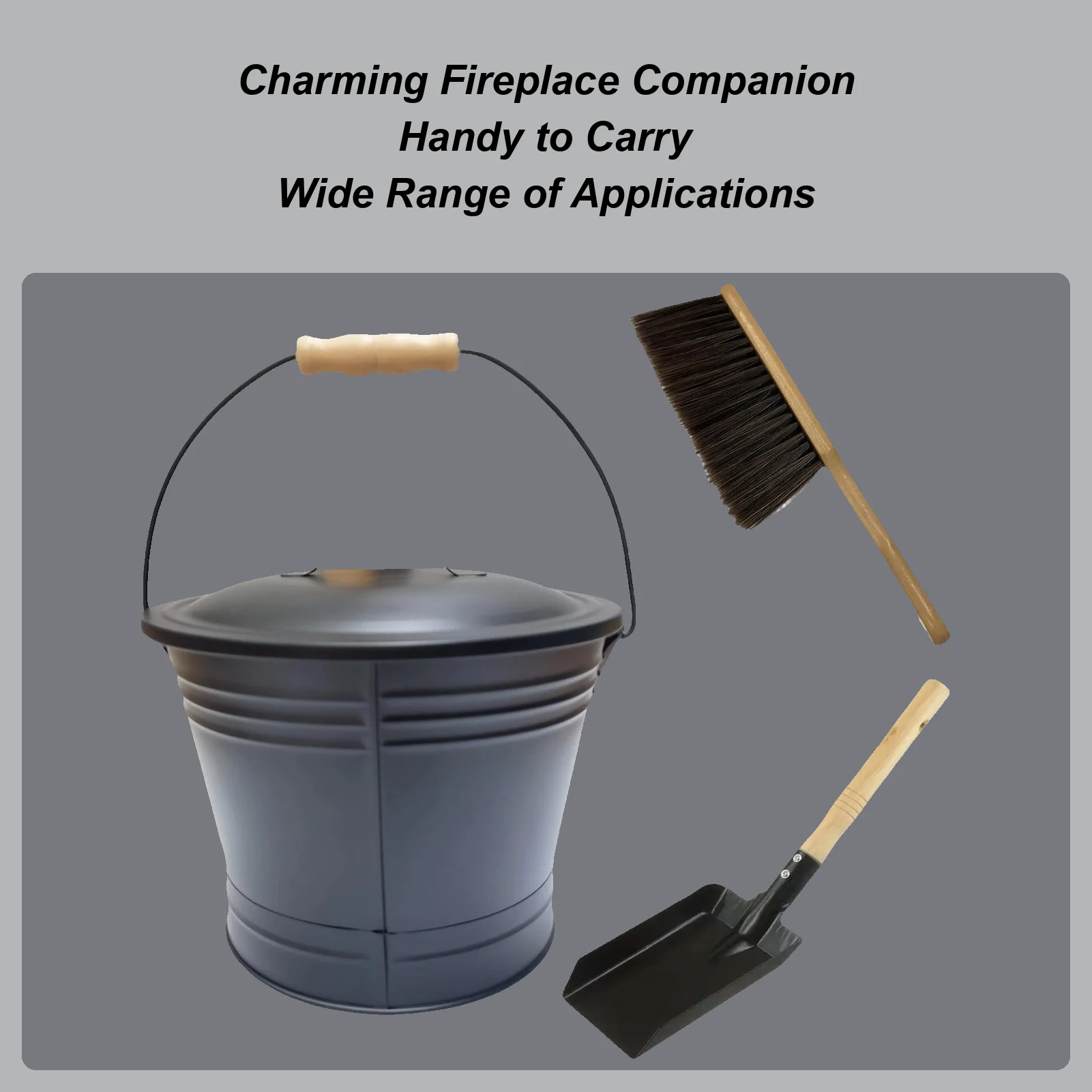 

Настенный набор ведер для пепла, металлический контейнер, ведро для золы с крышкой, лопата, метла для камина, грилей, дровяных печей