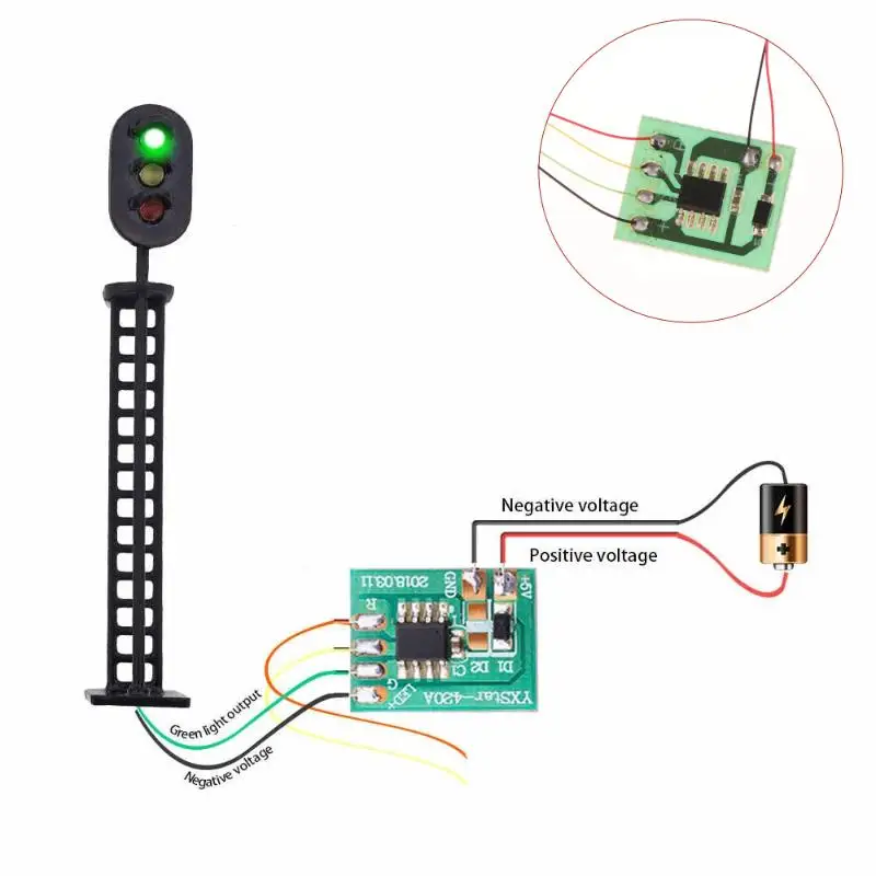 

Mini Sized Electric Circuit System For Controlling Train Traffic Lights.