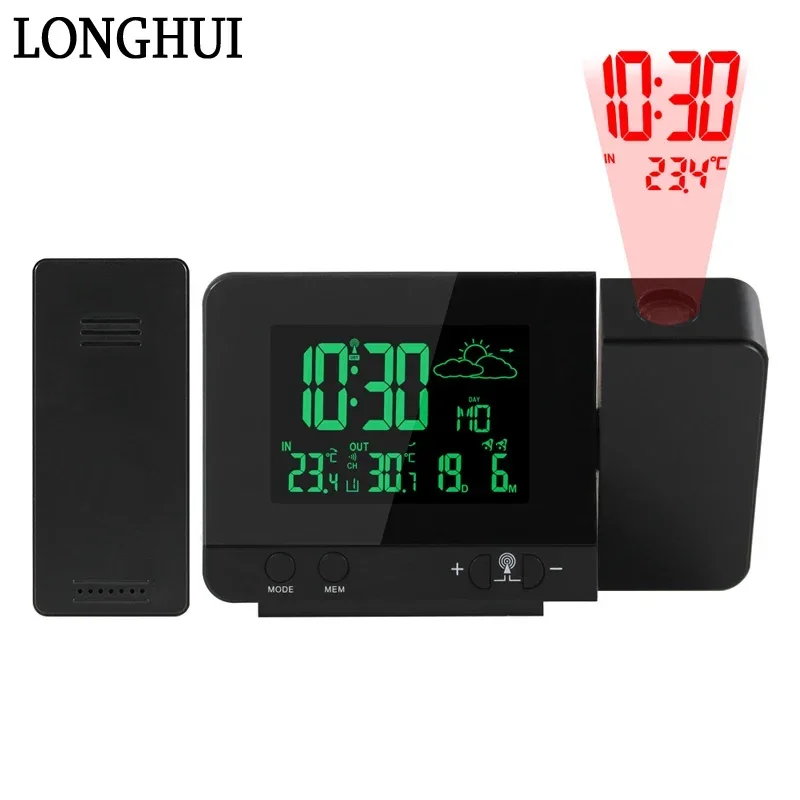 3531B Weather Station 8 Color Screen Projection Alarm Clock Weather Forecast Snooze Clock Indoor Outdoor Temperature Weather