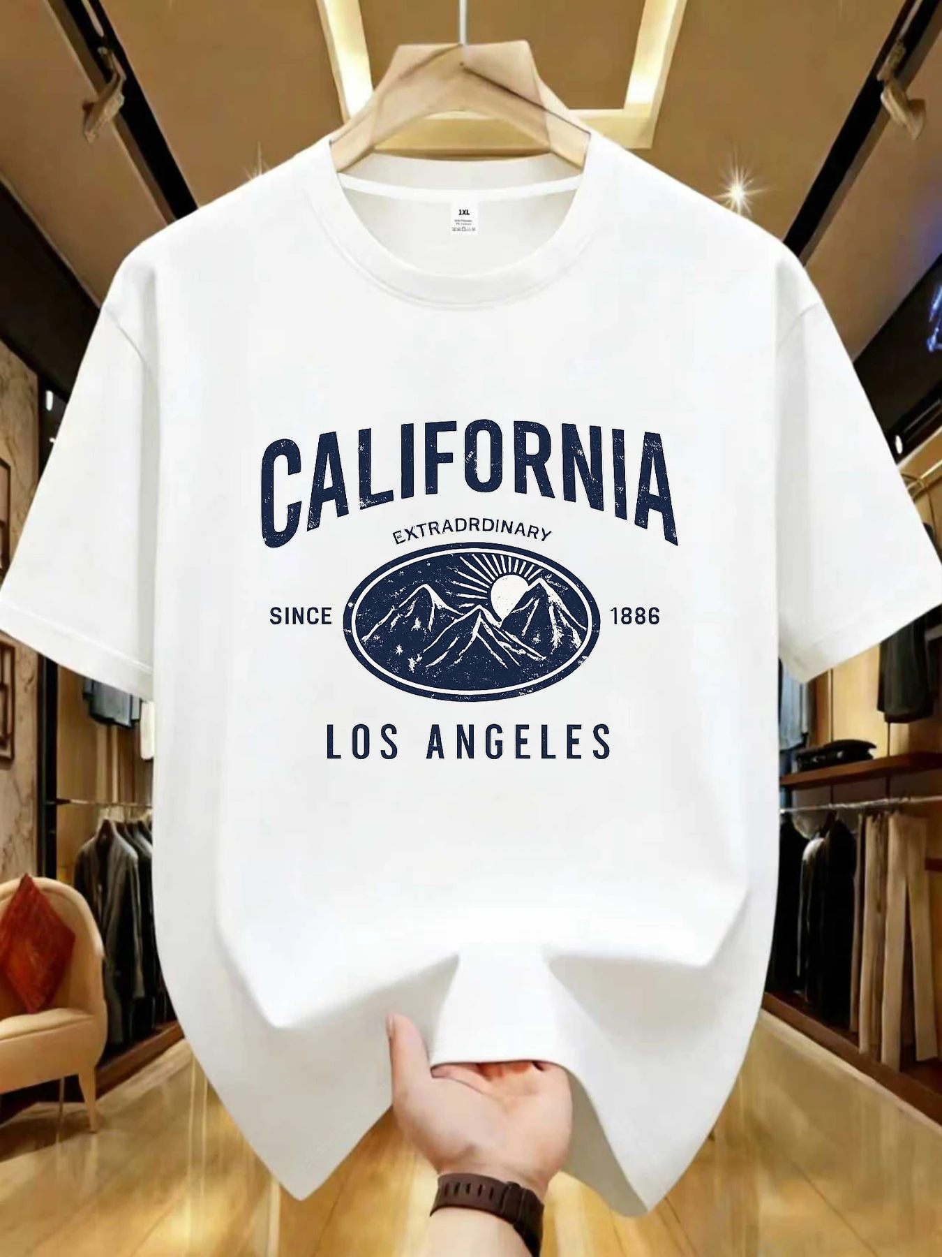 

【WZM102171】Женская футболка больших размеров с круглым вырезом и принтом Los Angeles, летняя повседневная футболка с короткими рукавами, универсальная футболка в уличном стиле