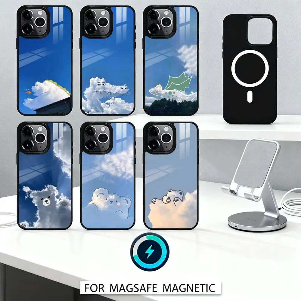 

Cloudy Whimsy Phone Case Magnetic For iPhone16 15 14 13 12 Pro Max For Magsafe Wireless Charging Cover
