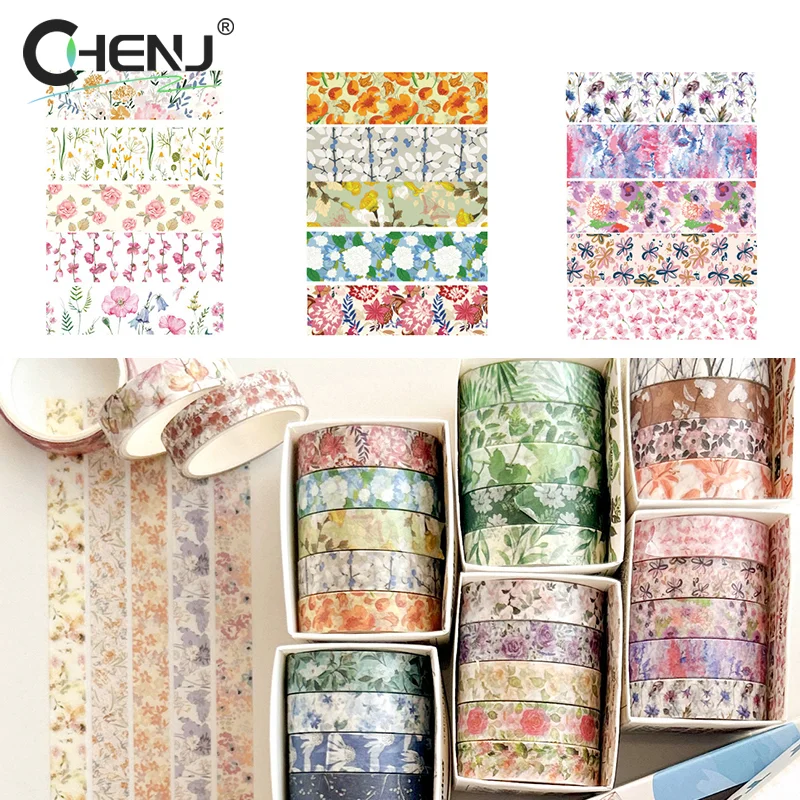 5 Buah Pita Bunga Antik Pita Persediaan Buku Tempel Dekorasi Buku Harian Musim Semi Aksesori Pita Cinta Adhesiva Decorativa