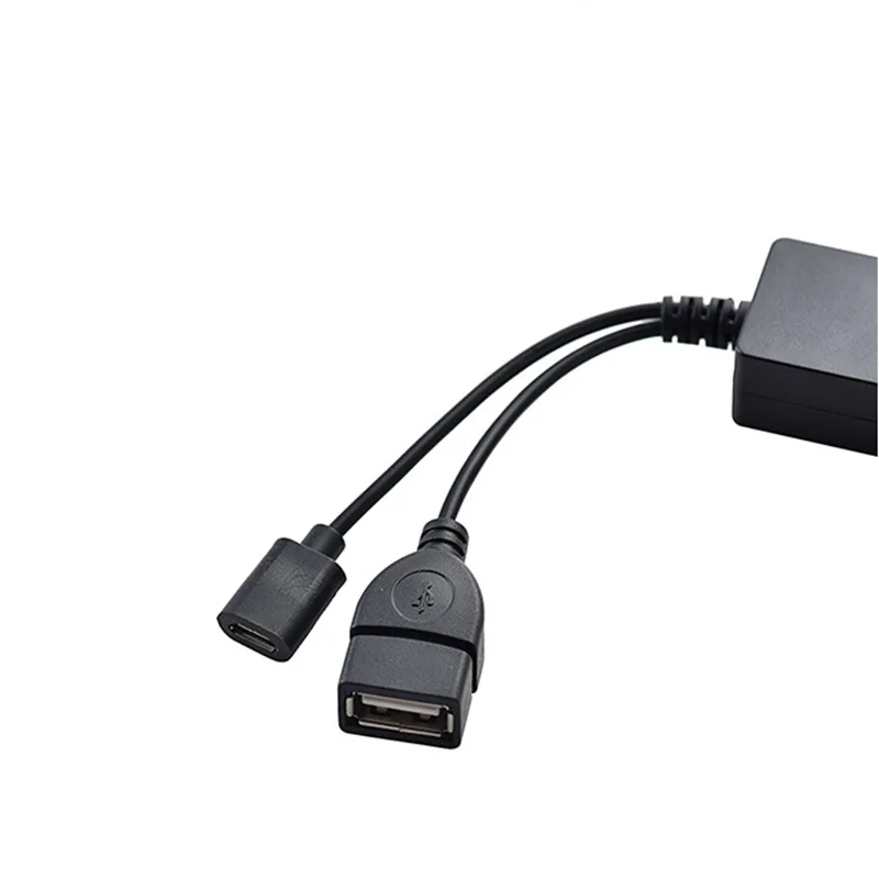3.5mm AUX Male To Micro USB Female + USB Female Car Audio Decoder OTG Cable Play Music Via U Disk With Power Supply Function