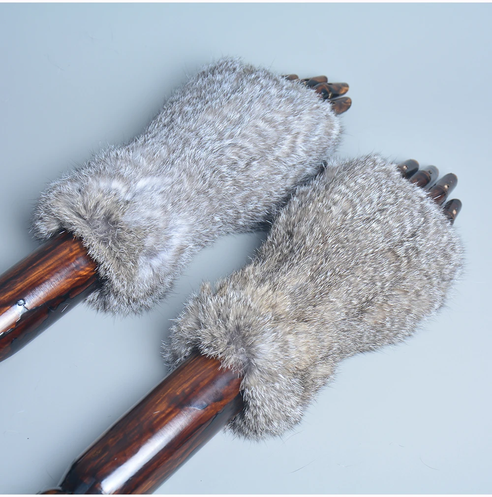Lady Winter 100% Natural Real Rex Rabbit Fur Glove Women Soft Rex Rabbit Fur Glove Foashion Warm Knitted Genuine Fur Gloves