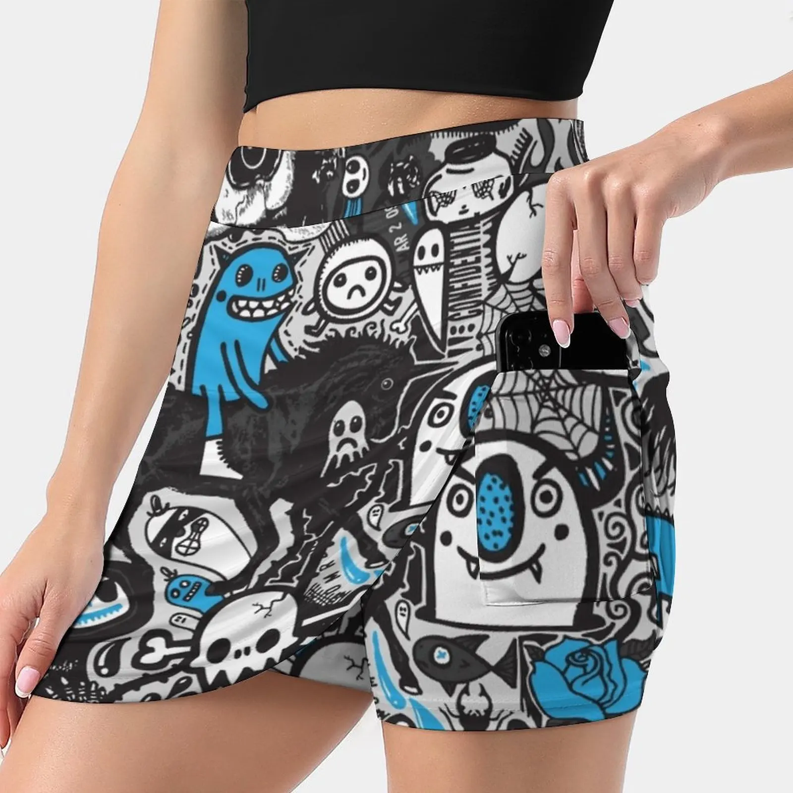 

Guilty Pleasures Women Sports Lining Skirt Tennis Dance Fitness Short Printed Skirts Guilty Pleasures Doodles Doodle Doodled