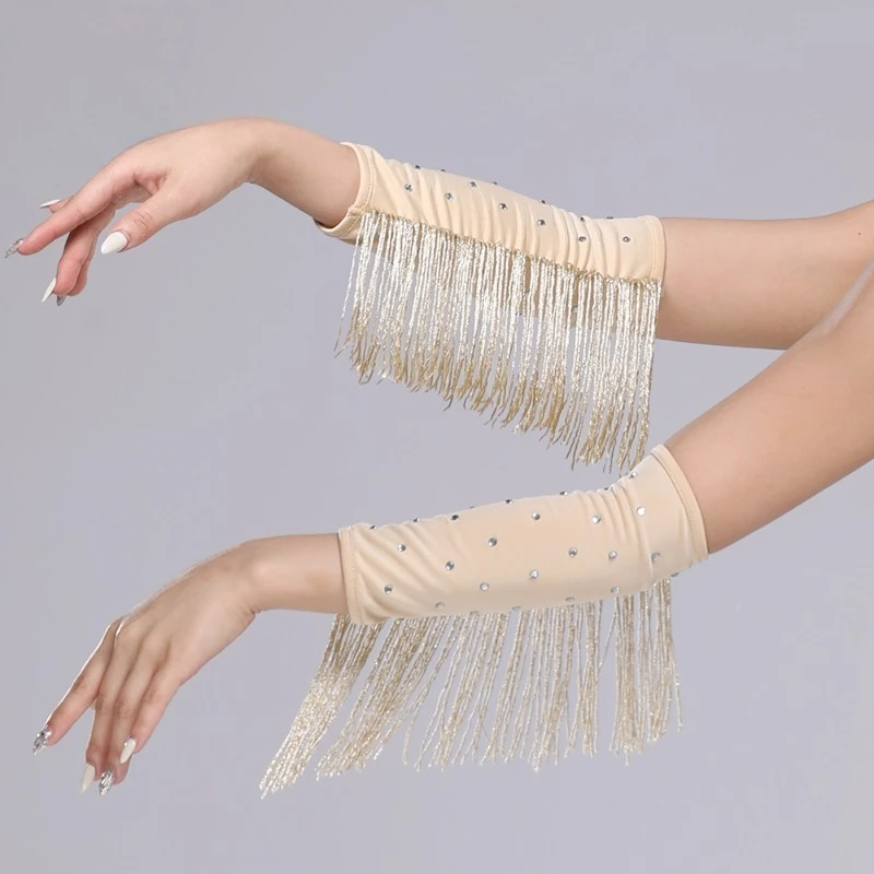 ハンドスリーブとジュエリー ラテンダンス服 手袋 ホットダイヤモンド フリンジスリーブ ダンス服 練習用パフォーマンス服