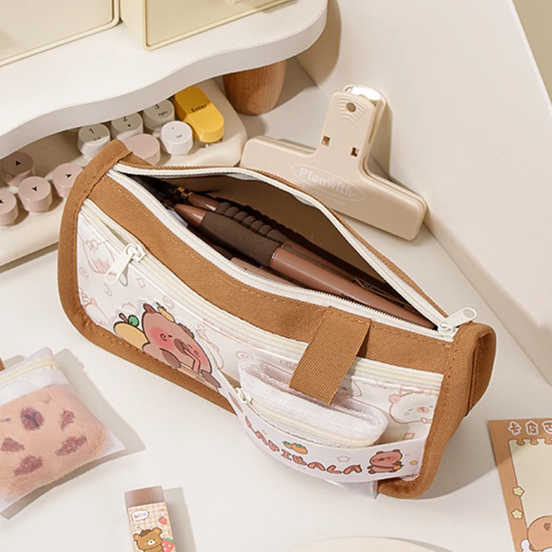 Кавайный карандаш для карандашей, большой холщовый пенал для ручек, школьный карандаш, разноцветный карандаш, канцелярские принадлежности для студентов, эстетические школьные принадлежности