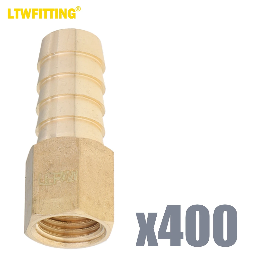 

LTWFITTING LF Brass Fitting Coupler/Adapter 1/2" Hose Barb x 1/4" Female NPT Fuel Gas Water (Pack of 400)