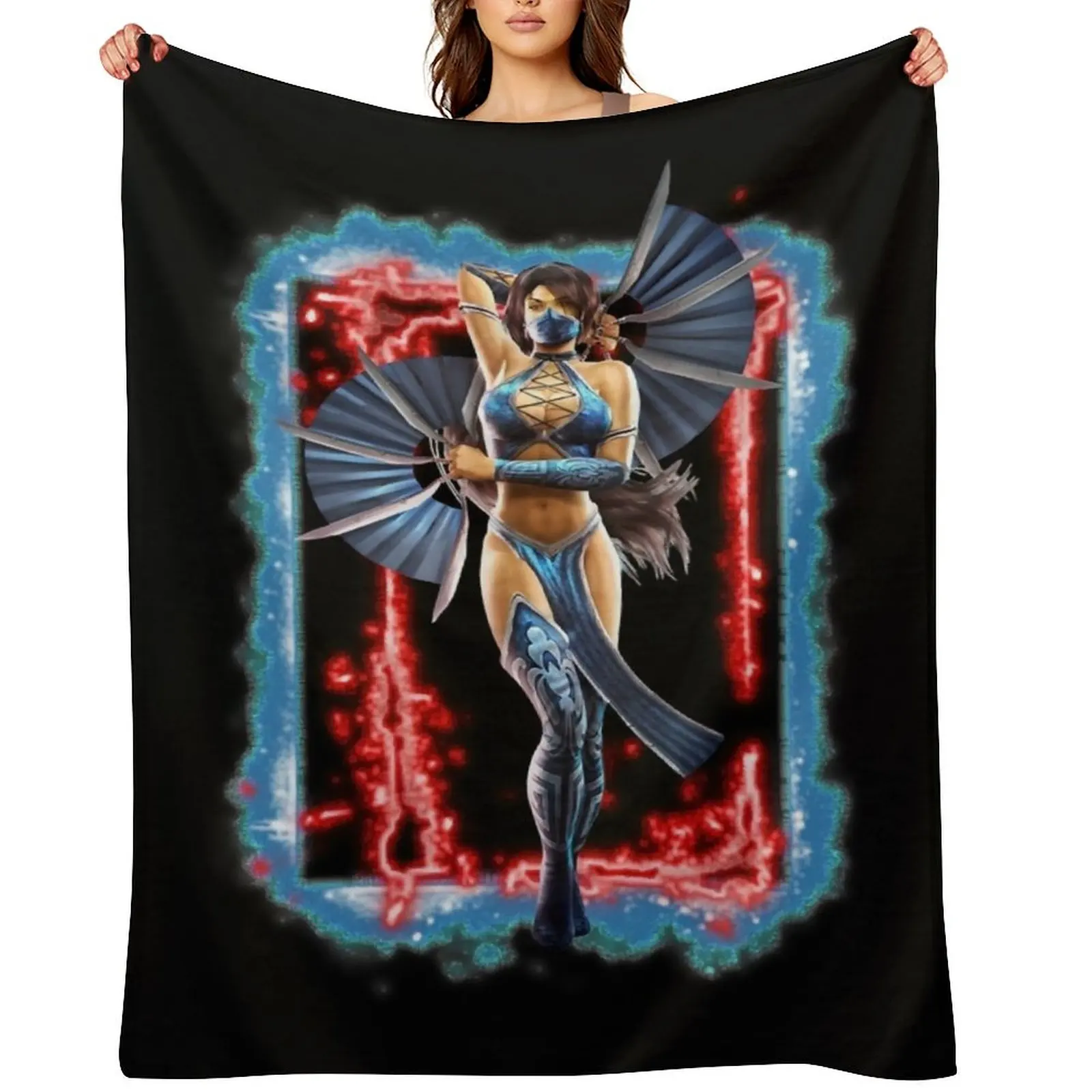 

Mortal Kombat - MK9 - Kitana Art - 915207733 Throw Blanket Camping Flannel Luxury St Vintage Blankets