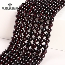 Wholesale Fine AAA+ Natural Dark Red Wine Garnet Round Loose Gemstone Beads For Jewelry Making Diy Bracelet Necklace Accessory