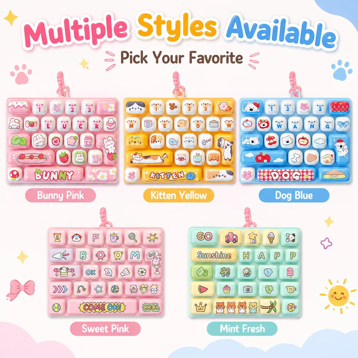 26 Key Keycap Clicker Fidget Keyboard Keychain Mechanical Button Stress Relief Decompression Toy Portable Party Favor Gift