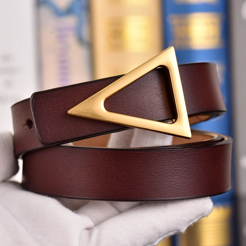 

Triangle buckle belt, women's genuine leather, pure cowhide, internet famous, same style, versatile jeans with decoration, dress