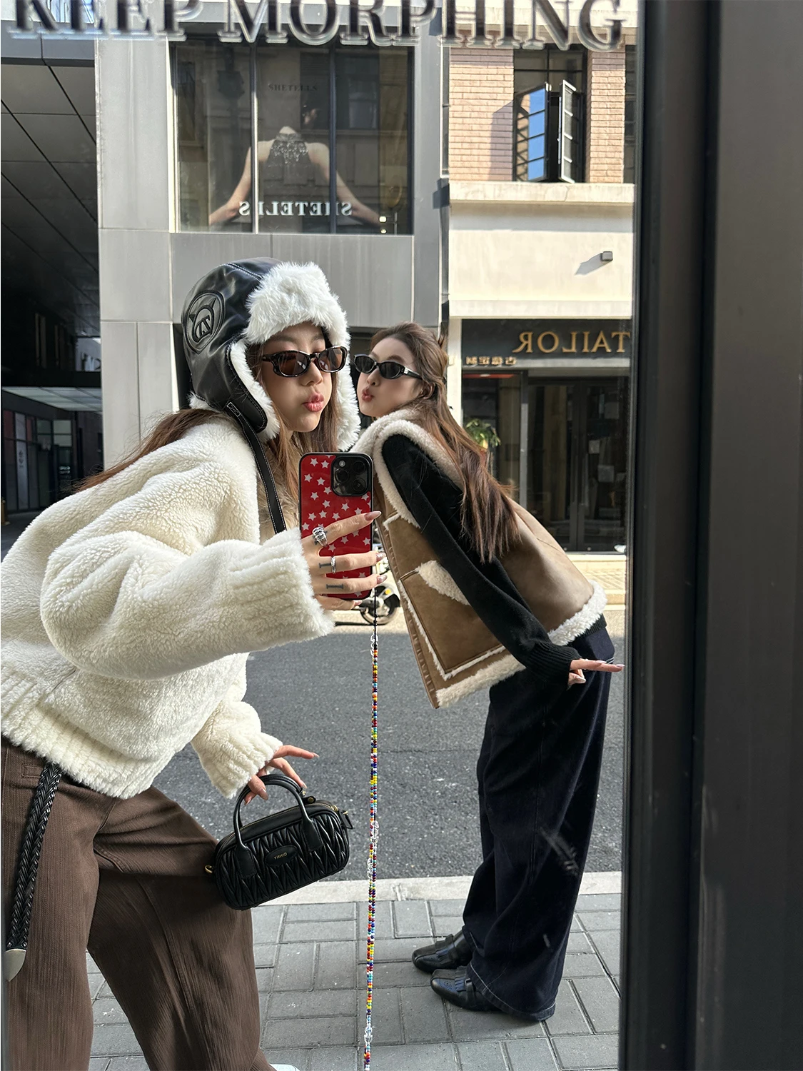 

D YANGJUN Women's Fur Collar Jaet Warmth Inteated Leather Fur ort Top Zipper Closure Long Sve Casual Loose Fit