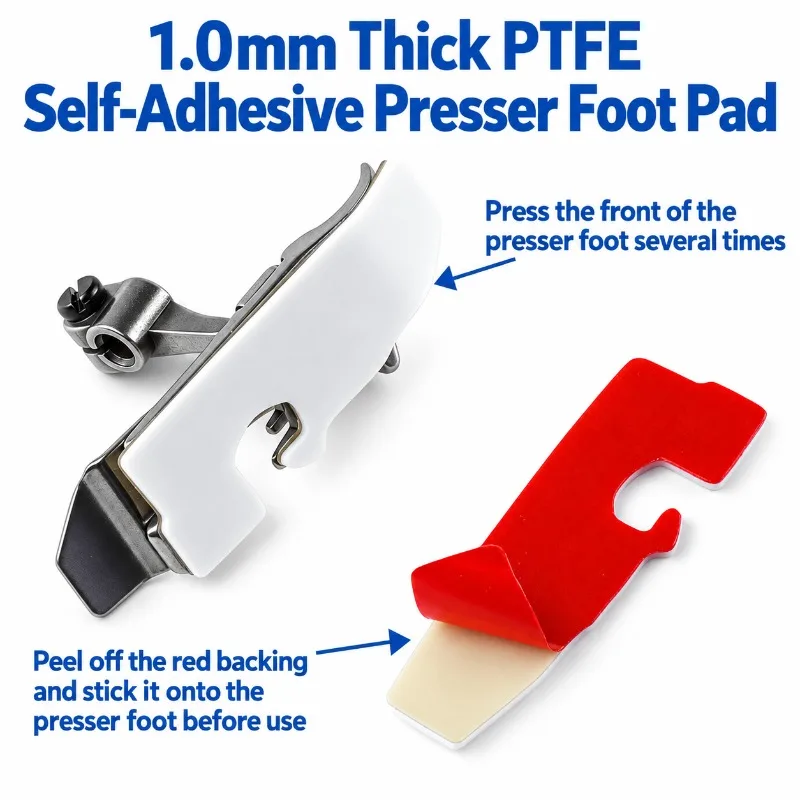 HENVOR Self-Adhesive Presser Foot Pad for 4-Thread 5-Thread Overlock Sewing Machine,Wear-Resistant Foot Sticker Replacement Part