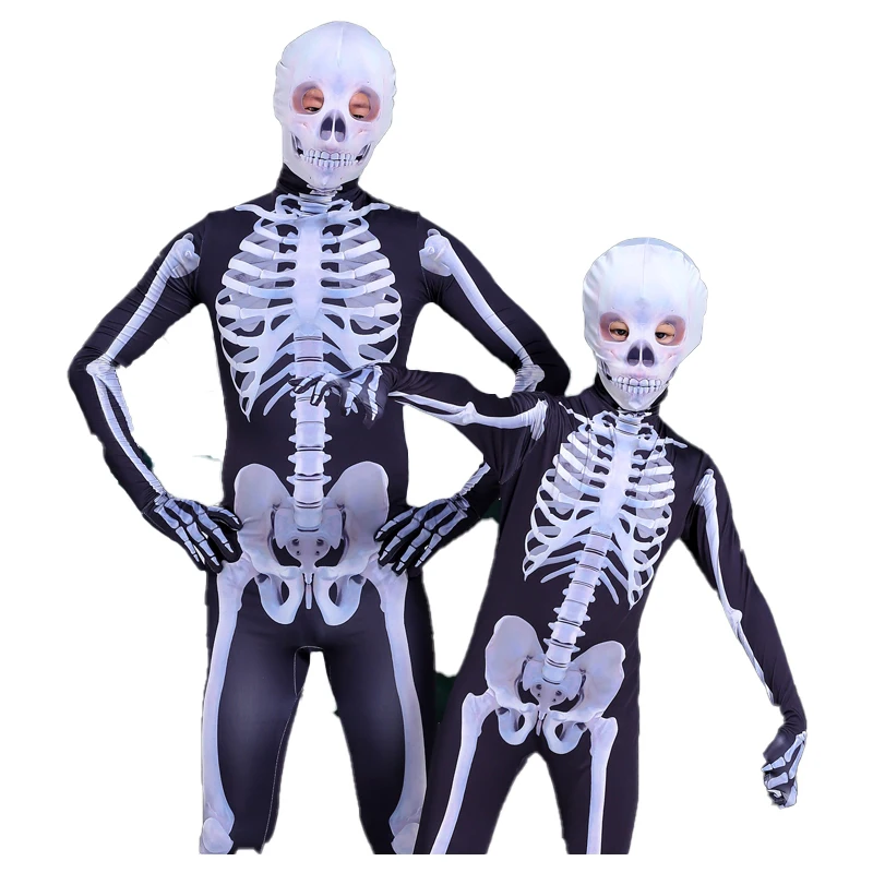 Costume d'Halloween Zombie Thriller pour Enfants et Adultes, Couvre-Tête, Cosplay, Modules d'Horreur, Combinaison Seton, Rave Party, Zentai