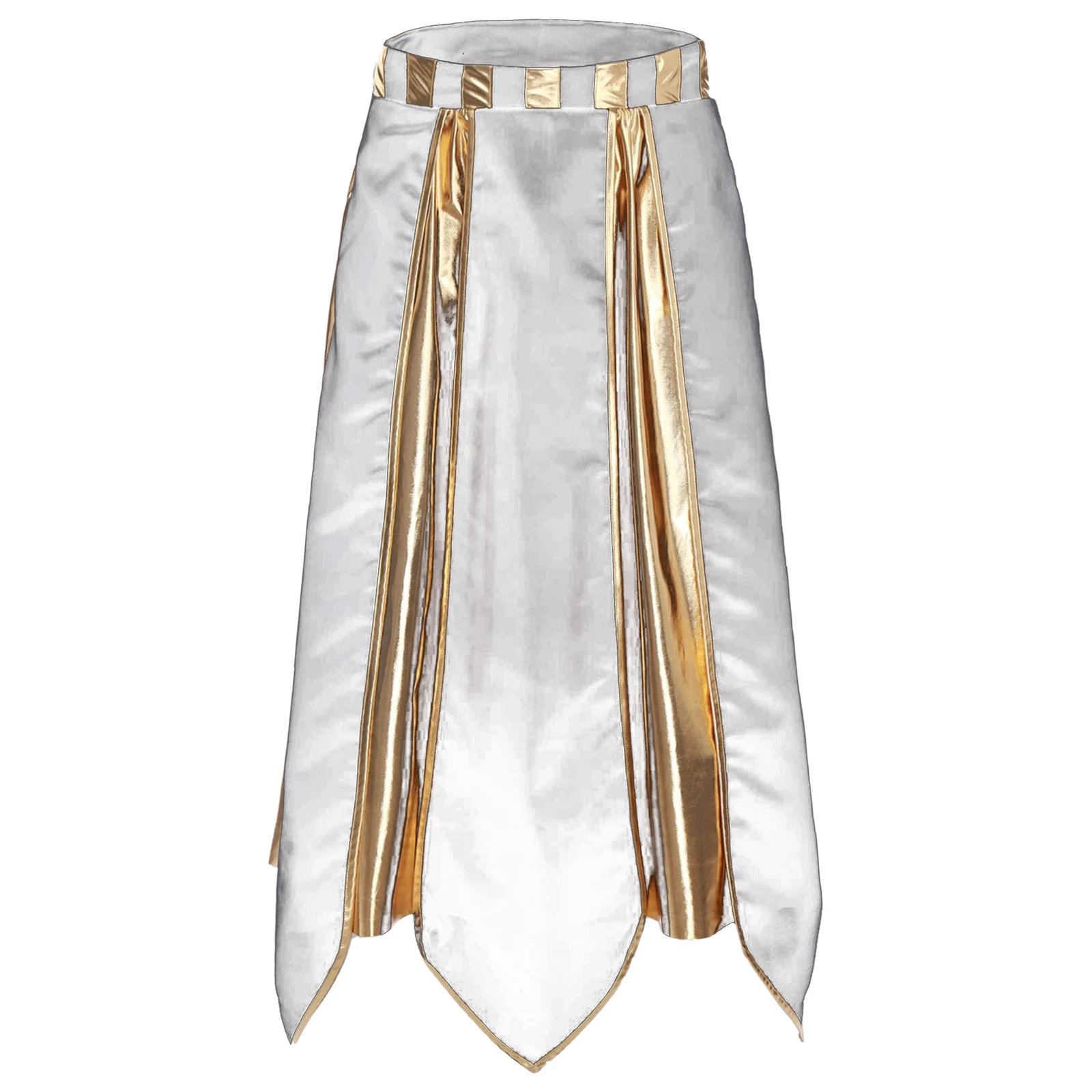 

Authentic Egyptian Pharaoh Costume Skirt for Men with Metallic Belt And Contrast Trim for Halloween Role Play And Performance
