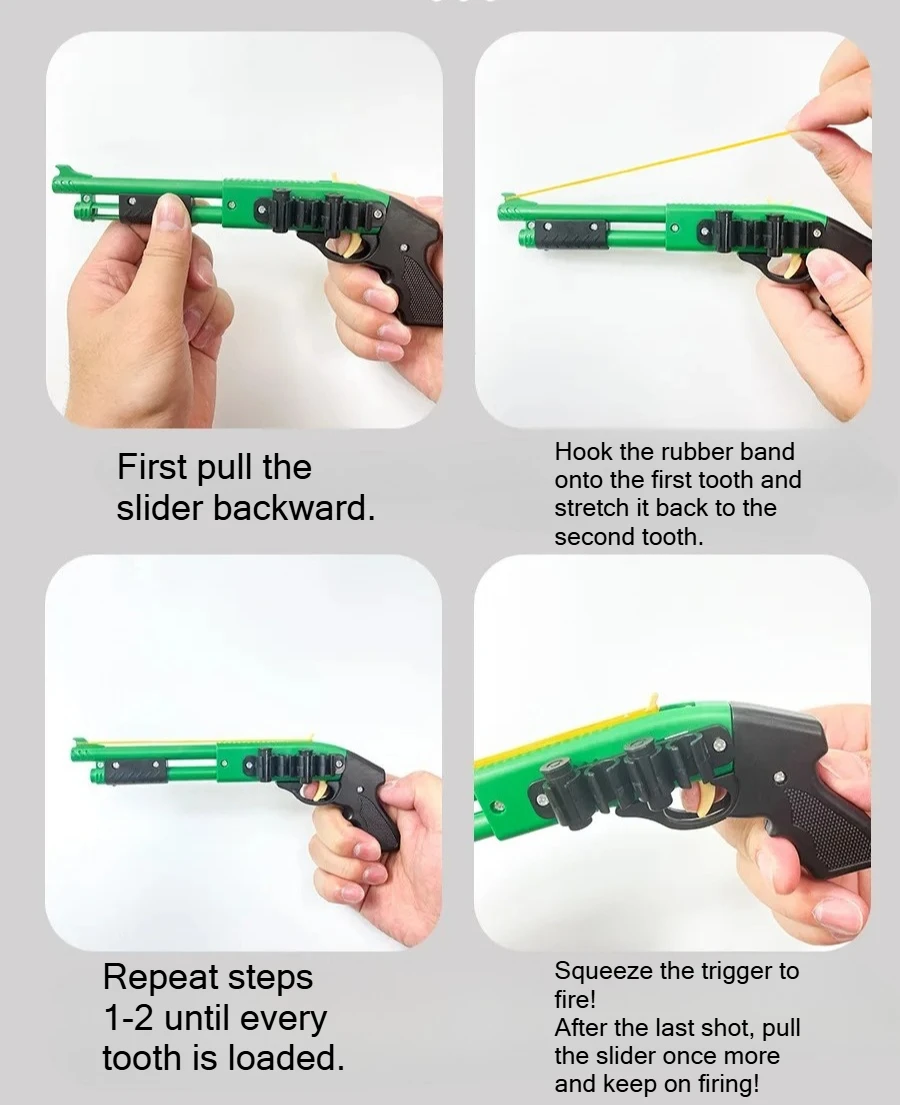 Doppelrohr-Gummibandpistole mit manuellem Rückzug für Outdoor-Spiele, sicheres Schießspielzeug, Sammlerstück, PUBG-Spielzeugmodelle – Detail 7