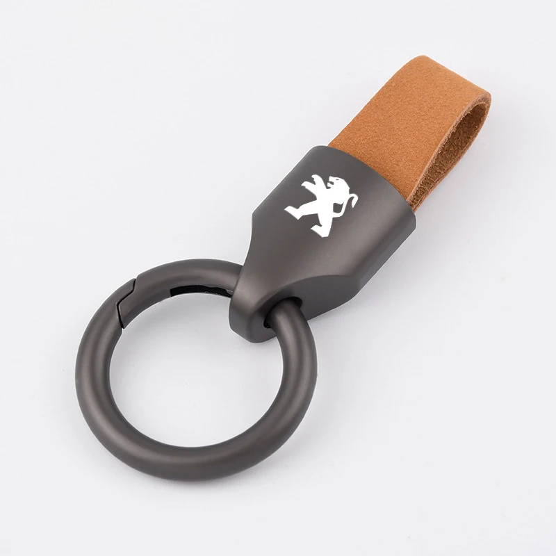 Suede Alloy Car Keychain Key Ring Pendant Buckle Gift For Peugeot 206 307 308 3008 207 208 407 508 2008 5008 Styling Accessories