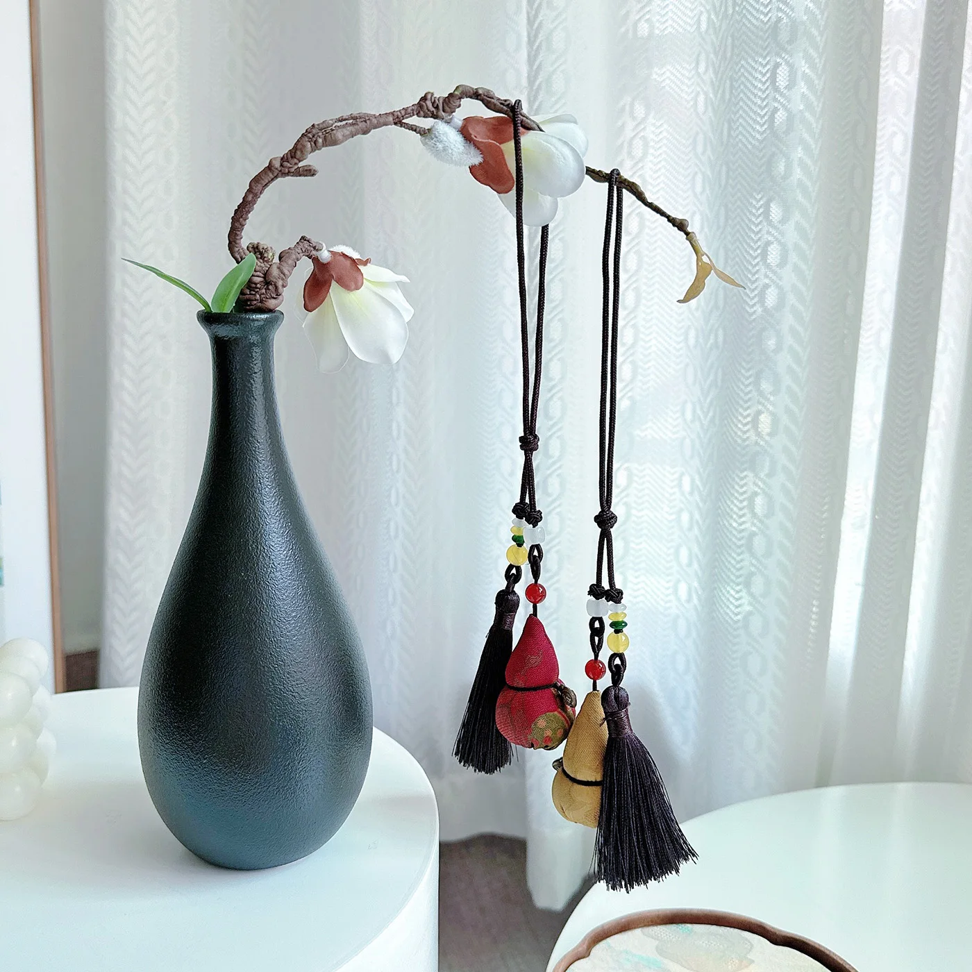 Xiangyunsha القرع الداخلية سيارة قلادة جالبة للحظ للحقائب 100% الحرير الطبيعي الحرفية والإبداع اكسسوارات النمط الصيني