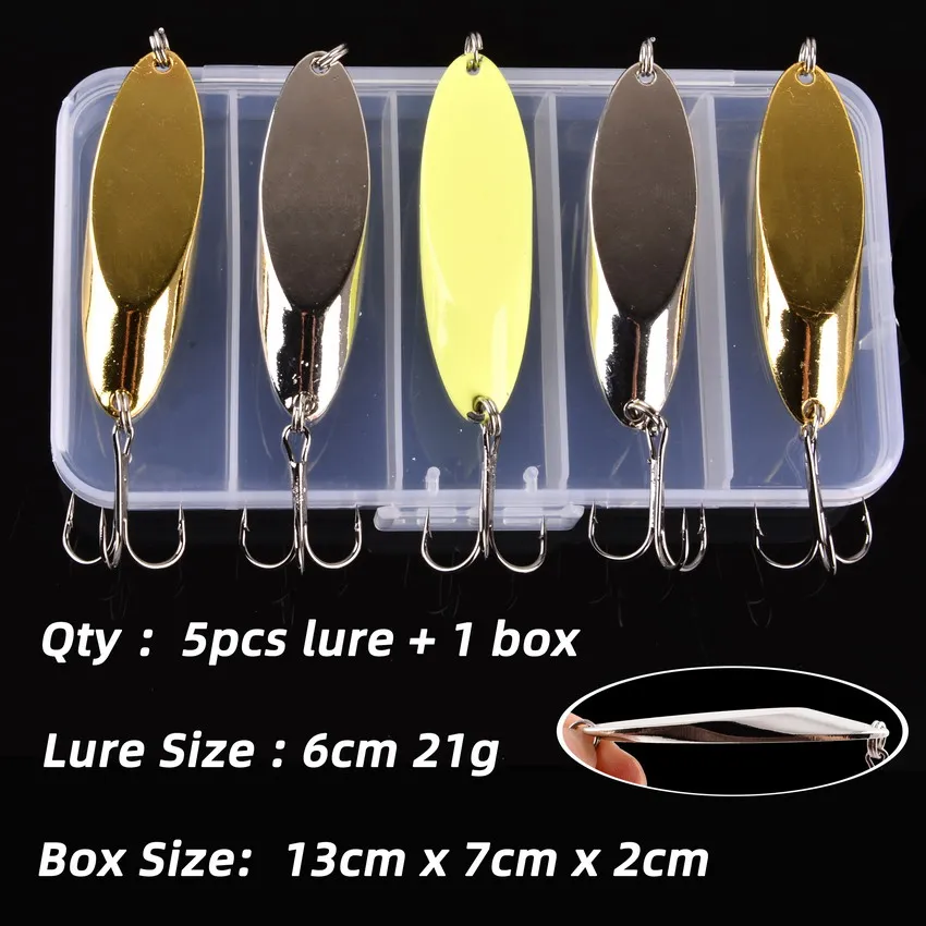 

5PC Metal Spoon Lure Trout Fishing Lure 3g-21g Hard Baits Lures for Fishing Spinner Bait Swimbait Wobblers Carp Fish Tackles Box