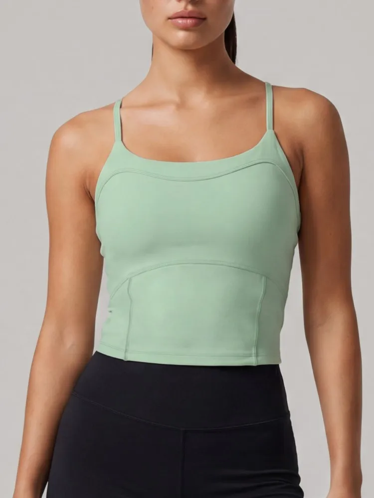 Summer O-Neck Yoga Bra Women Color Blocking Sports Underwear Gym Top Shockproof Fitness Push Up Workout Sports Bra Yoga Crop Top